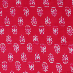Amaranth Red and White Flower Print Cotton Fabric