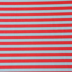 Red and Blue Stripe Crepe Fabric