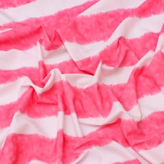 White and Pink Ombre Print Bubbles Georgette Fabric