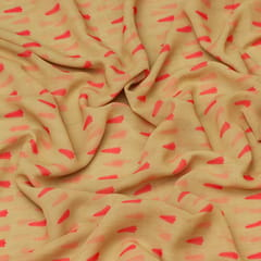Beige and Pink motif Print Georgette Fabric
