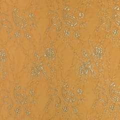 Beige Floral Chantilly Net Fabric