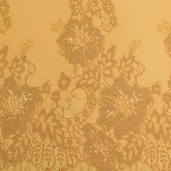 Hazelwood Brown Floral Chantilly Net Fabric