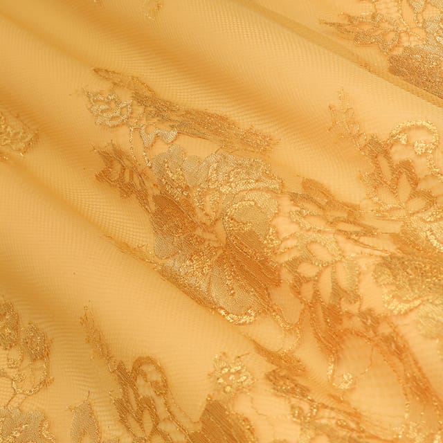 Hazelwood Brown Floral Chantilly Net Fabric