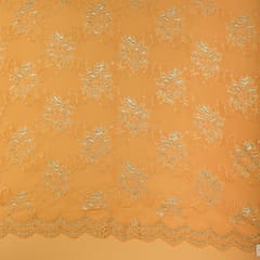 Parmesan Brown Floral Chantilly Net Fabric