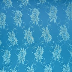 Azure Blue Floral Chantilly Net Fabric