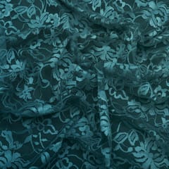 Teal Blue 'Floral Chantilly Net Fabric