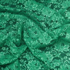 Sea Green Floral Chantilly Net Fabric
