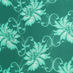 Cyan Blue Floral Chantilly Net Fabric