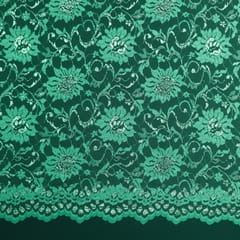 Ocean Green Floral Chantilly Net Fabric