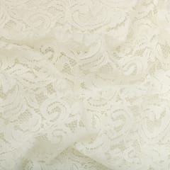 Snow White Floral Chantilly Net Fabric