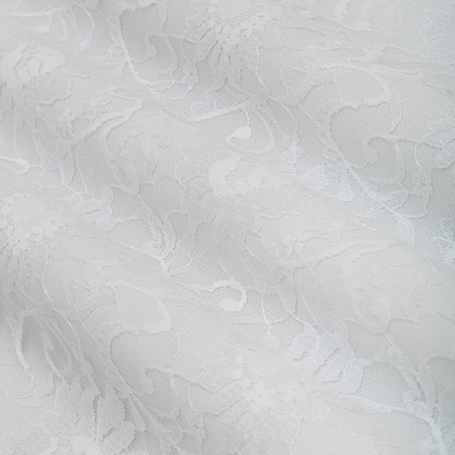 Daisy White Floral Chantilly Net Fabric