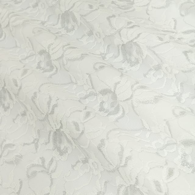 Chiffon White Floral Chantilly Net Fabric