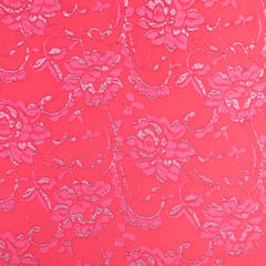 Hot Pink Floral Chantilly Net Fabric