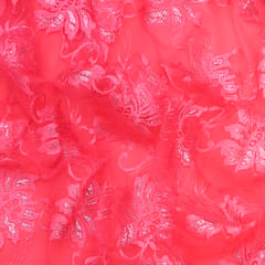 Fuscia Pink Floral Chantilly Net Fabric