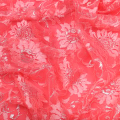 Blush Pink Floral Chantilly Net Fabric