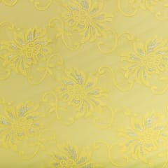 Lemon Yellow Floral Chantilly Net Fabric