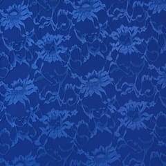 Cobalt Blue Floral Chantilly Net Fabric