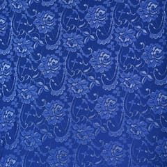 Electric Blue Floral Chantilly Net Fabric