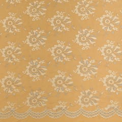 Wheat Brown Floral Chantilly Net Fabric