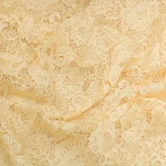 Bisque Brown Floral Chantilly Net Fabric