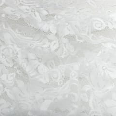 Ghost White Floral Chantility Net Fabric