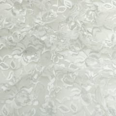 Frost White Floral Chantility Net Fabric