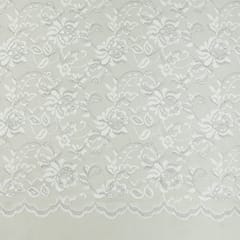 Frost White Floral Chantility Net Fabric
