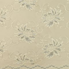 Pure White Floral Chantility Net Fabric