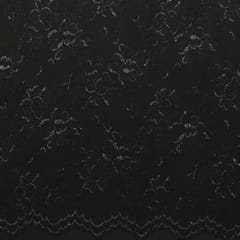 Black Floral Chantility Net Fabric