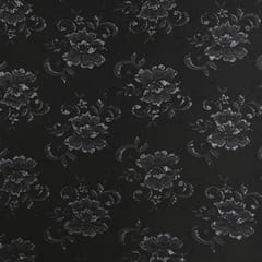 Ebony Black Floral Chantility Net Fabric