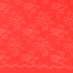 Bright Red Floral Chantility Net Fabric