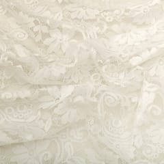 White Wisp Floral Chantility Net Fabric