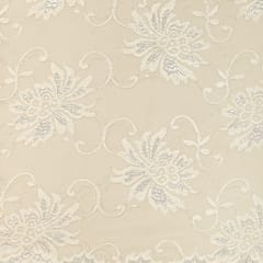 Simple White Floral Chantility Net Fabric