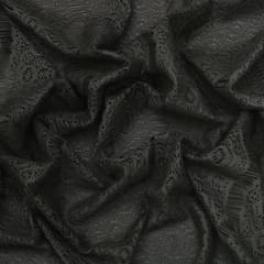 Midnight Black Floral Chantility Net Fabric