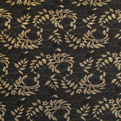 Beautifull Canary Yellow Floral Pattern Embroidery Lace on Black Chantilly Net Fabric