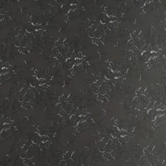 Jet Black Floral Chantility Net Fabric