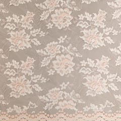 Shadow Gray Floral Chantility Net Fabric