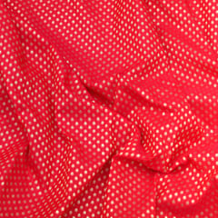 Carmine Pink Brocade Gold Zari Booti Paudi Embrodiery Fabric