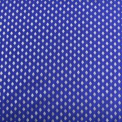 Azure Blue Brocade Gold Zari Booti Paudi Embrodiery Fabric