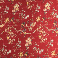 Maroon Muslin Digital Floral Print Sequins Embroidery Fabric