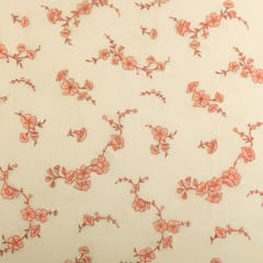 Ivory Kota Floral Print Thread Embroidery Fabric
