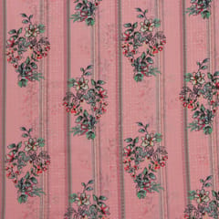 Mulmul Fuscia Overlay Floral Print Embroidery Fabric