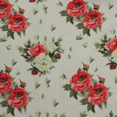 Mulmul Natural White Overlay Floral Print Embroidery Fabric