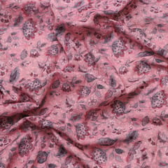 Bubblegum Pink Cotton Floral Print Thread Embroidery Fabric