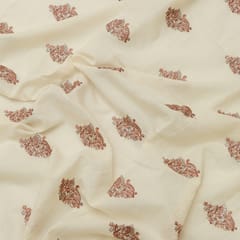 Beige Kota Threadwork Check Embroidery Fabric