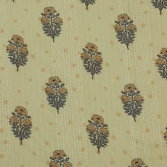 Crayola Lemon Yellow Cotton Overlay Floral Print Embroidery Fabric
