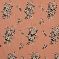 PeachCotton Overlay Floral Print Embroidery Fabric