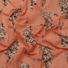 PeachCotton Overlay Floral Print Embroidery Fabric