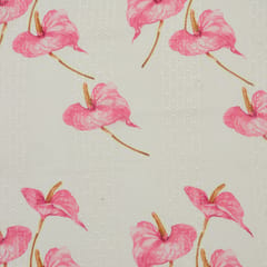 Baby Pink Cotton Overlay Floral Print Embroidery Fabric