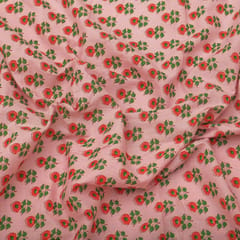 Baby Pink Floral Print Cotton Fabric